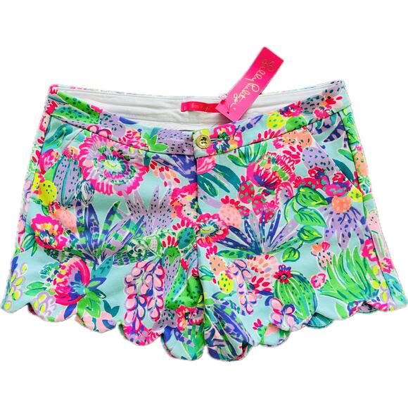 NWT Lilly Pulitzer Buttercup Shorts Knit Scalloped 8 Me My Zesty Cactus Agave